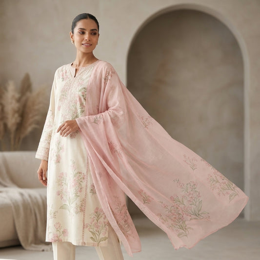 Broadway "Silky Blossom" Luxury Floral Printed 3-Piece Lawn Suit