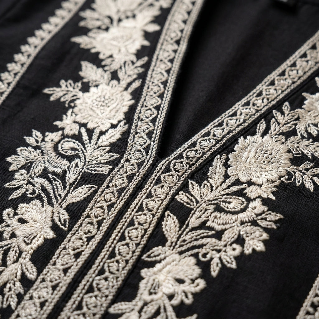 Colorium "Neelam" Luxury Embroidered Black Lawn 3-Piece Suit