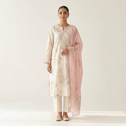 Broadway "Silky Blossom" Luxury Floral Printed 3-Piece Lawn Suit
