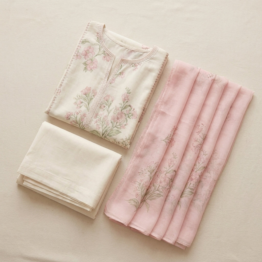 Broadway "Silky Blossom" Luxury Floral Printed 3-Piece Lawn Suit