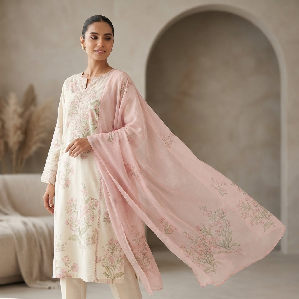 Broadway "Silky Blossom" Luxury Floral Printed 3-Piece Lawn Suit