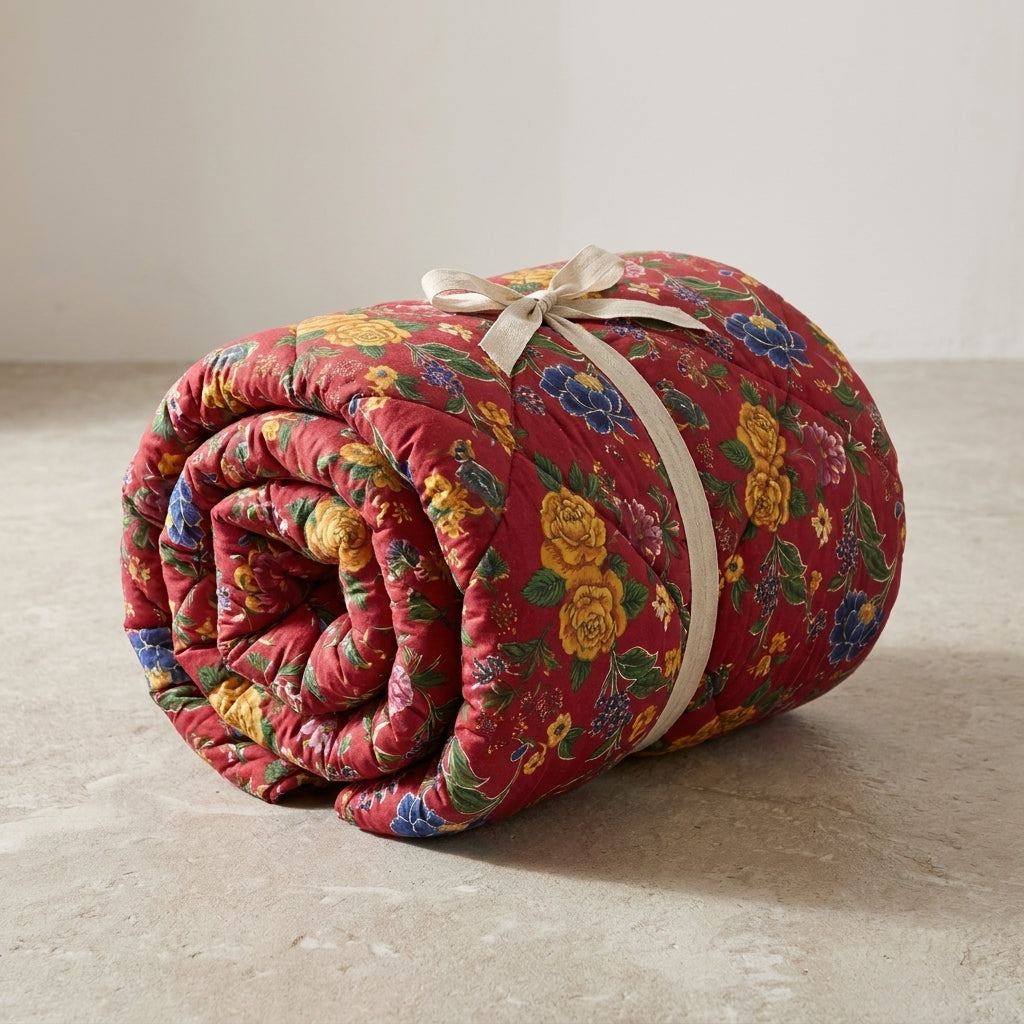 Luxury Hand-Stitched Double Bed Razai – Heavy Winter Quilted Blanket