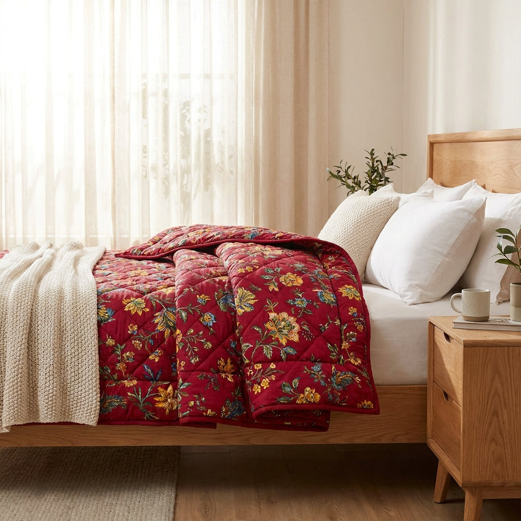 Luxury Hand-Stitched Double Bed Razai – Heavy Winter Quilted Blanket
