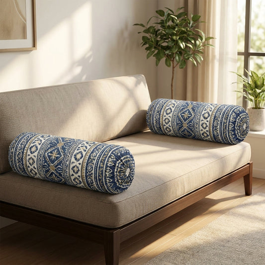 Traditional Round Bolster Pillow (Gao Takia) | Firm Cylindrical Backrest Cushion