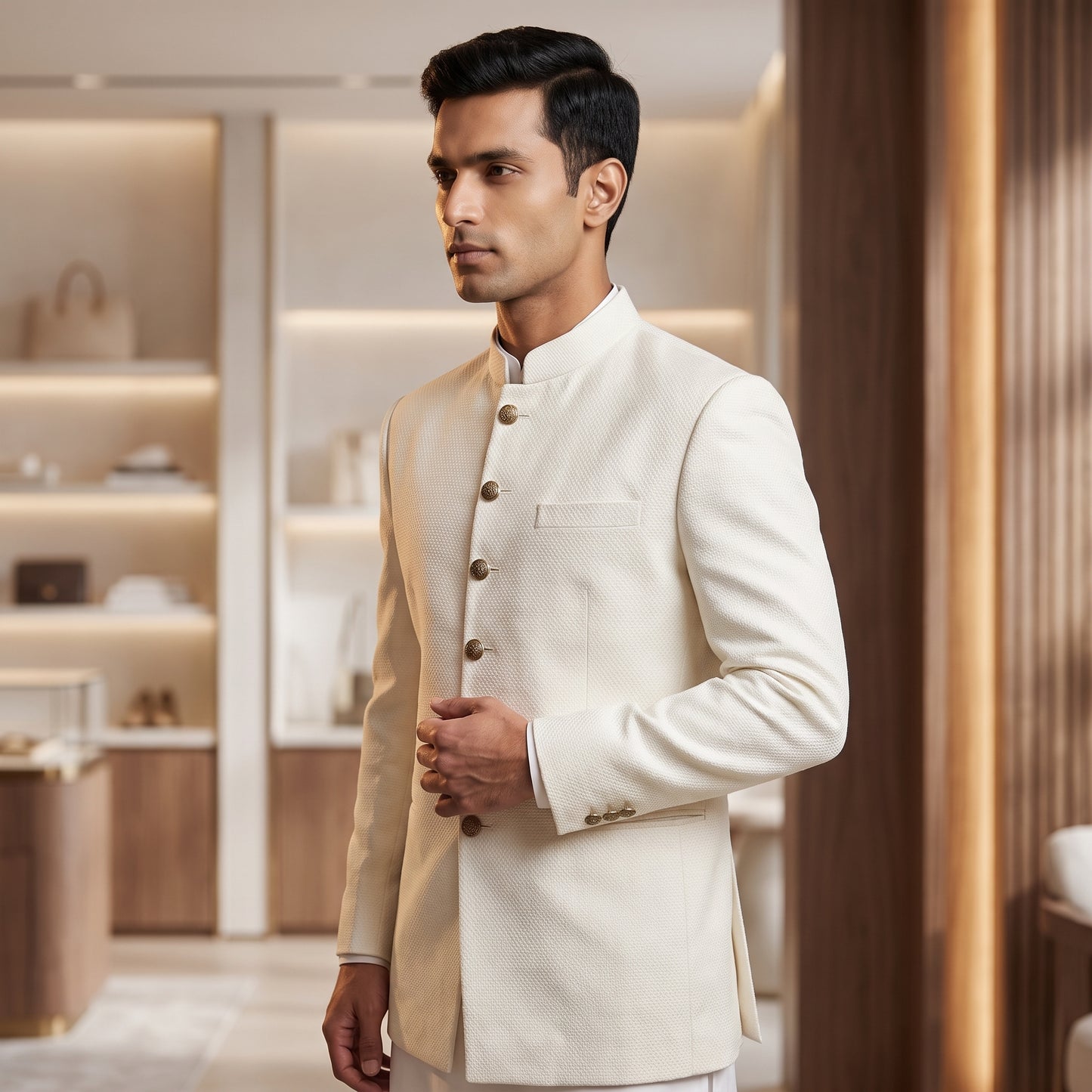 Men's Luxury Textured Jacquard Prince Coat