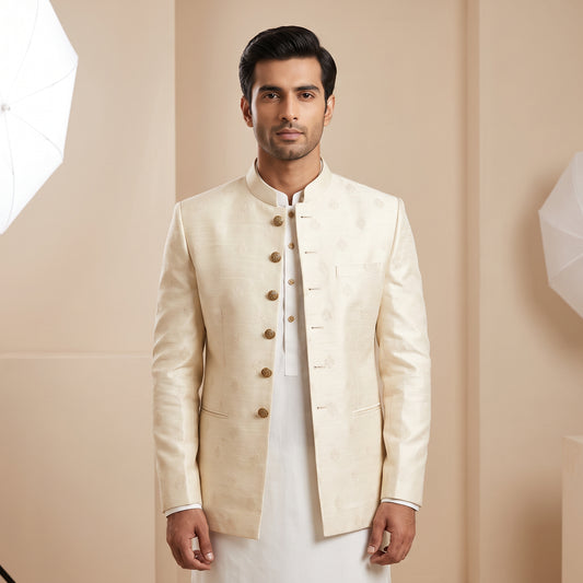 Men's Luxury Textured Jacquard Prince Coat