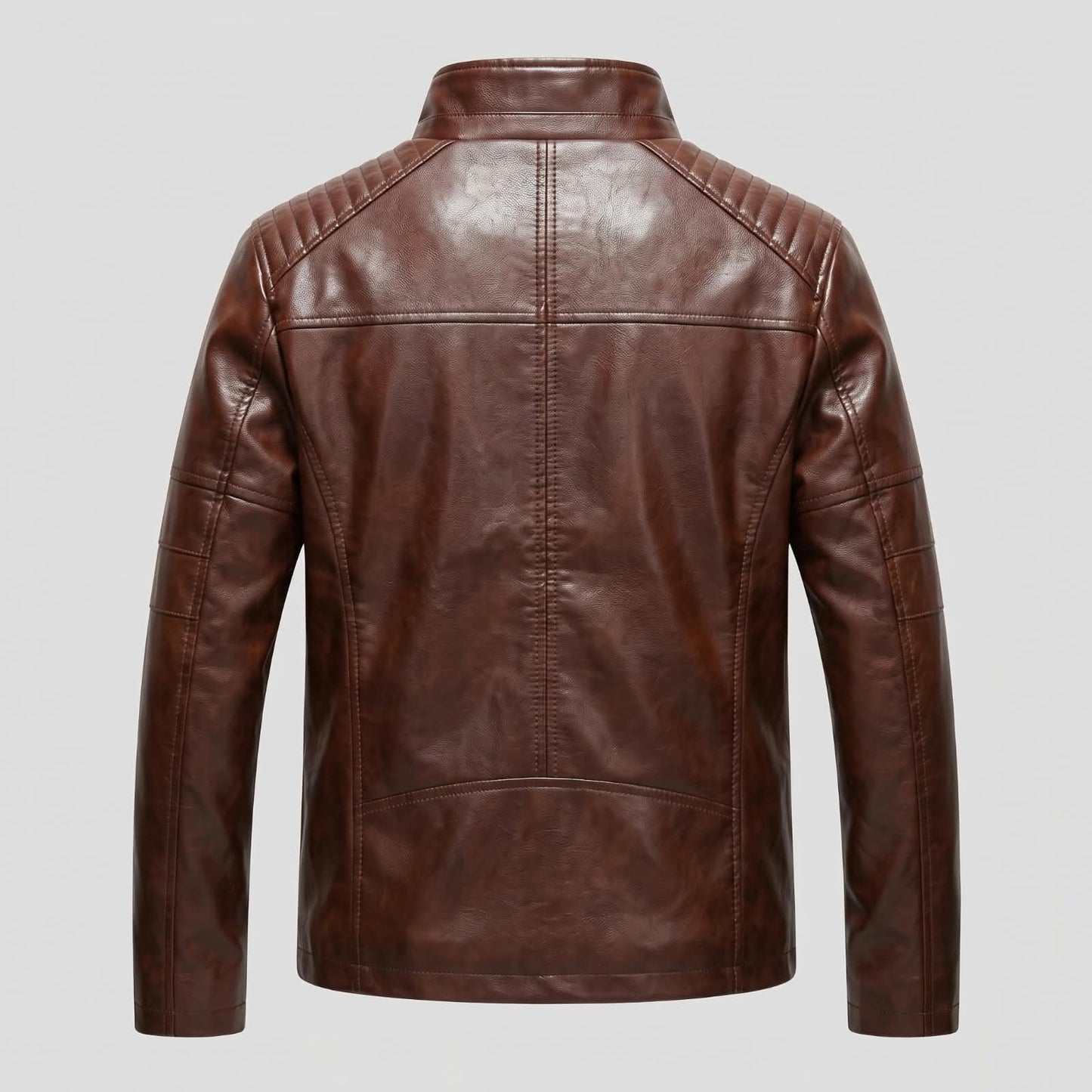 Men’s Heavy-Duty Warm Fleece-Lined Cafe Racer Leather Jacket